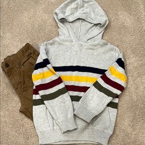 Gymboree Gray and Red Hooded Sweater with Stripes